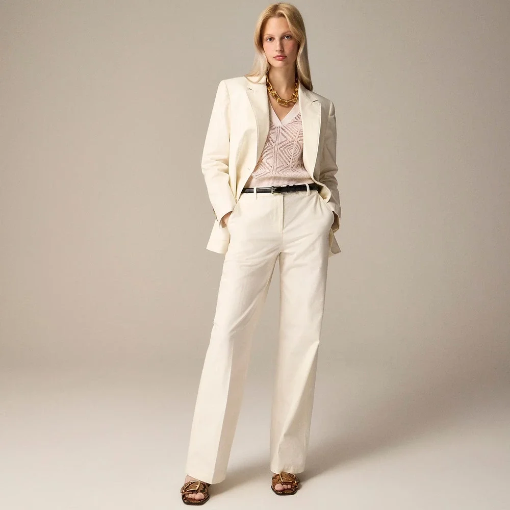 NWT J. Crew Full Length Wide Leg Trouser in Cotton Blend Pink 6P - Picture 2 of 7